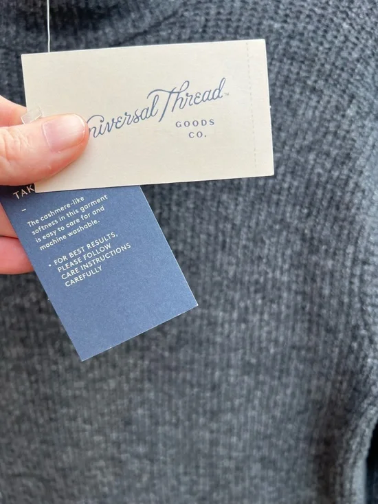 👗Cozy Charcoal Gray Ribbed Knit Turtleneck Sweater Dress - Picture 6 of 8